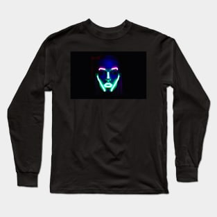 Cyberpunk Neon Face girl Long Sleeve T-Shirt